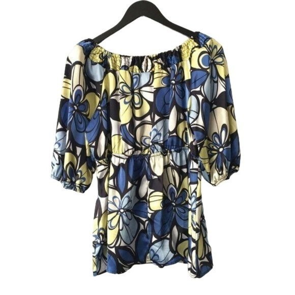 AGB Tops - AGB Floral Blouse Tube Style Off Shoulder Sleeves Classic Multicolor Womens L